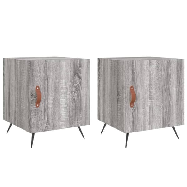 vidaXL sengeborde 2 stk. 40x40x50 cm konstrueret træ grå sonoma-eg