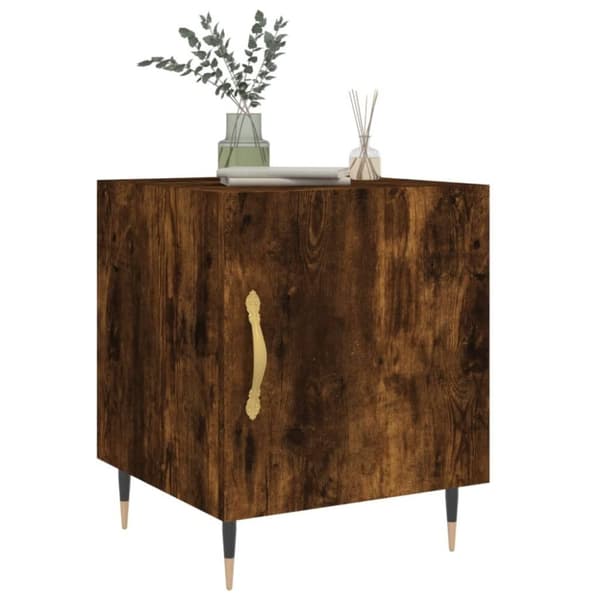vidaXL sengeborde 2 stk. 40x40x50 cm konstrueret træ røget egetræ