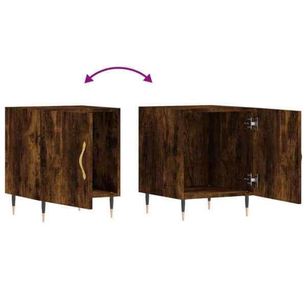 vidaXL sengeborde 2 stk. 40x40x50 cm konstrueret træ røget egetræ