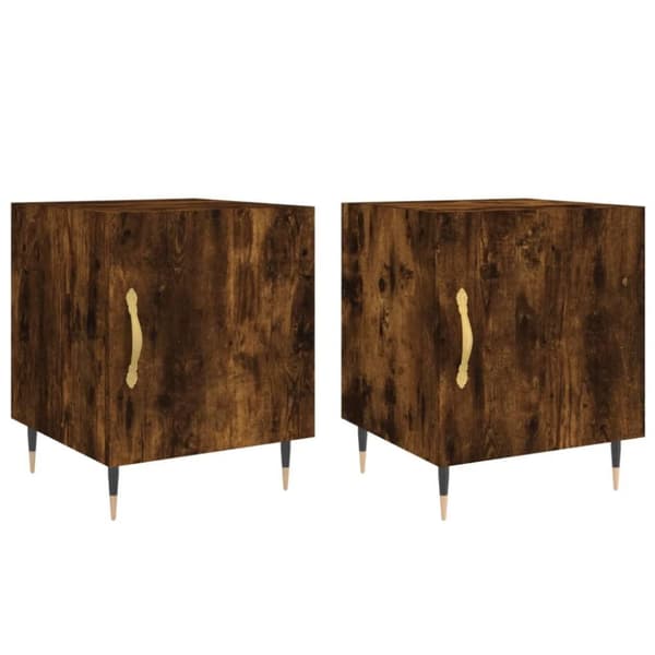 vidaXL sengeborde 2 stk. 40x40x50 cm konstrueret træ røget egetræ