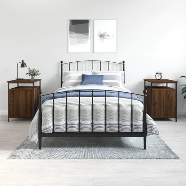 vidaXL sengeborde 2 stk. 40x42x60 cm konstrueret træ brunt egetræ