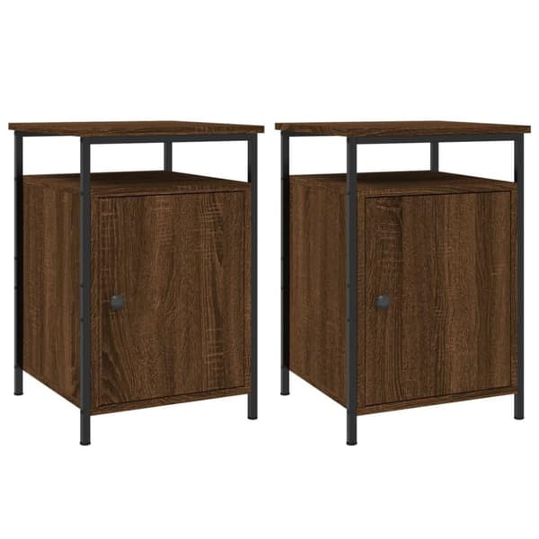 vidaXL sengeborde 2 stk. 40x42x60 cm konstrueret træ brunt egetræ