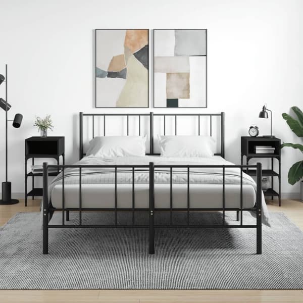 vidaXL Sängbord 2 st svart 35x34,5x70 cm konstruerat trä