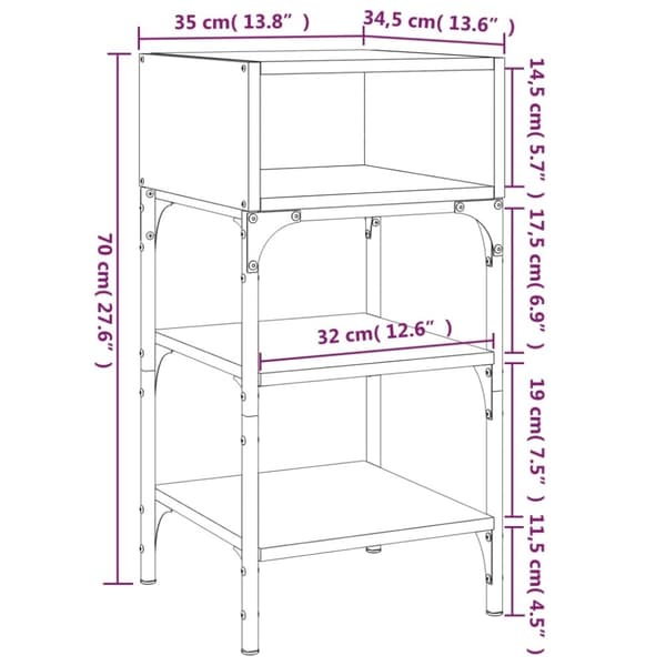 vidaXL sengeborde 2 stk. 35x34,5x70 cm brun egetræsfarve