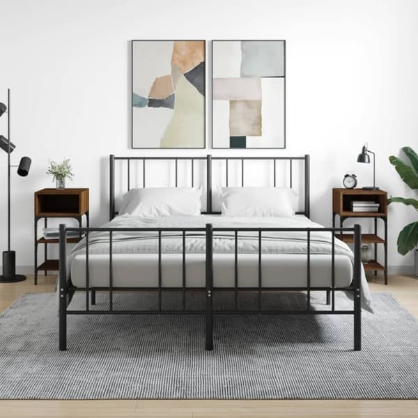 vidaXL sengeborde 2 stk. 35x34,5x70 cm brun egetræsfarve