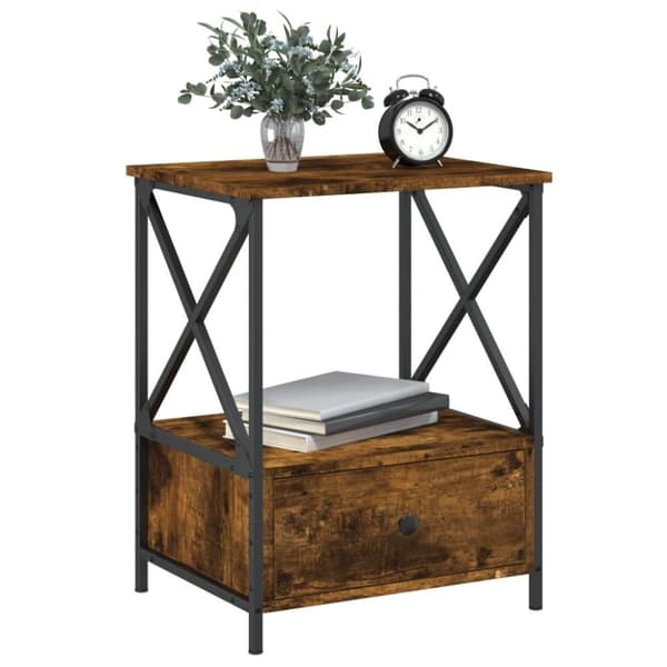 vidaXL Nattbord røkt eik 50x41x65 cm konstruert tre