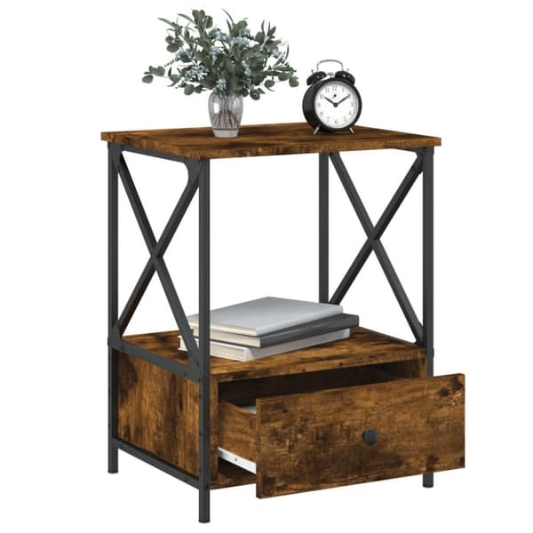 vidaXL Nattbord røkt eik 50x41x65 cm konstruert tre