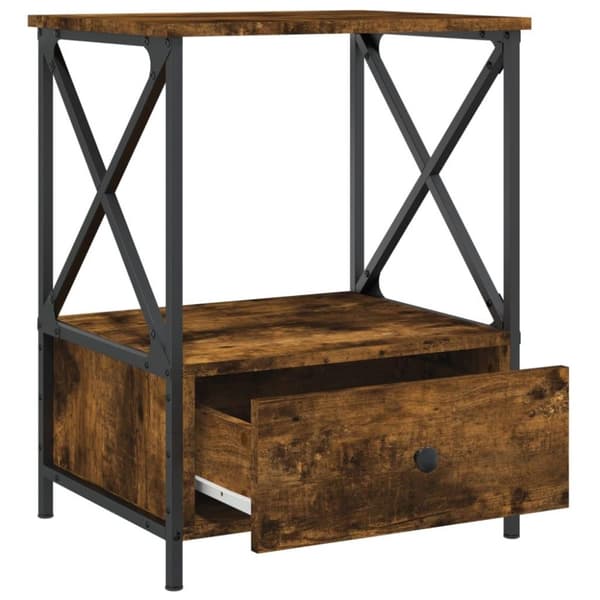 vidaXL Nattbord røkt eik 50x41x65 cm konstruert tre