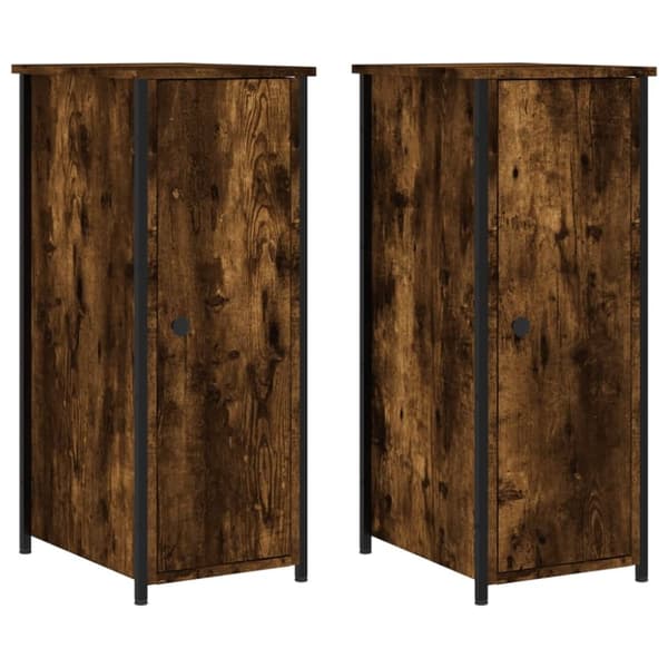 vidaXL Yöpöydät 2 kpl savutammi 32x42x80 cm tekninen puu