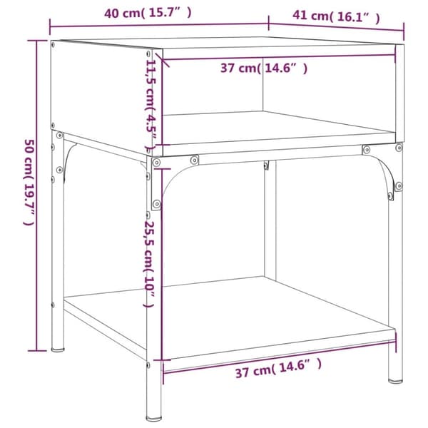 vidaXL Nattbord 2 stk grå sonoma 40x41x50 cm konstruert tre