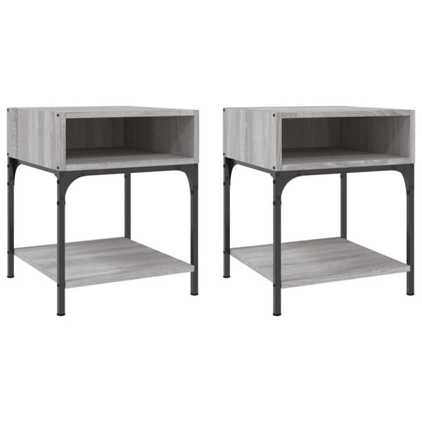 vidaXL sengeborde 2 stk. 40x41x50 cm konstrueret træ grå sonoma-eg