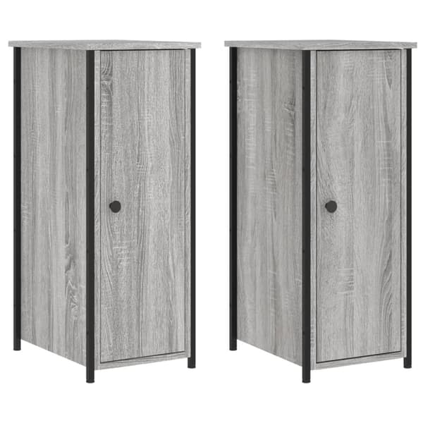 vidaXL sengeborde 2 stk. 32x42x80 cm konstrueret træ grå sonoma-eg