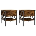 Miniatyrbilde 1 av 11: vidaXL Nattbord 2 stk røkt eik 40x42x45 cm konstruert tre