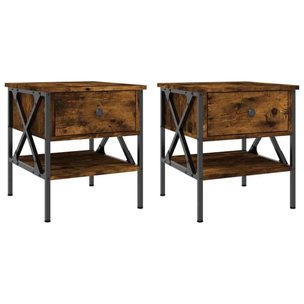 vidaXL Nattbord 2 stk røkt eik 40x42x45 cm konstruert tre