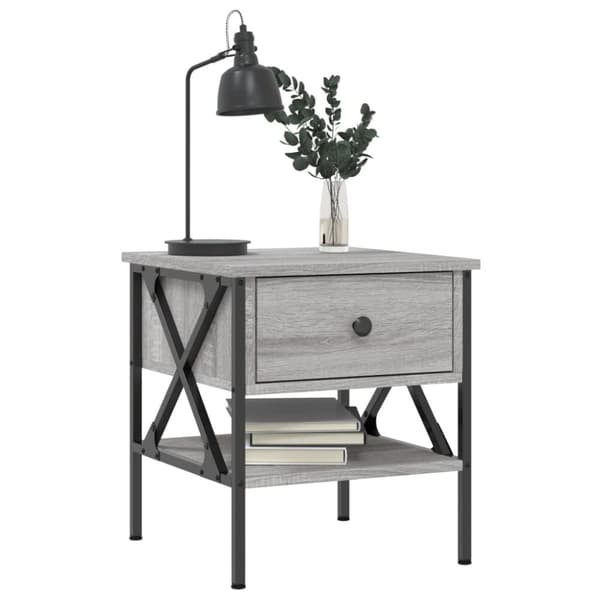 vidaXL sengeborde 2 stk. 40x42x45 cm konstrueret træ grå sonoma-eg