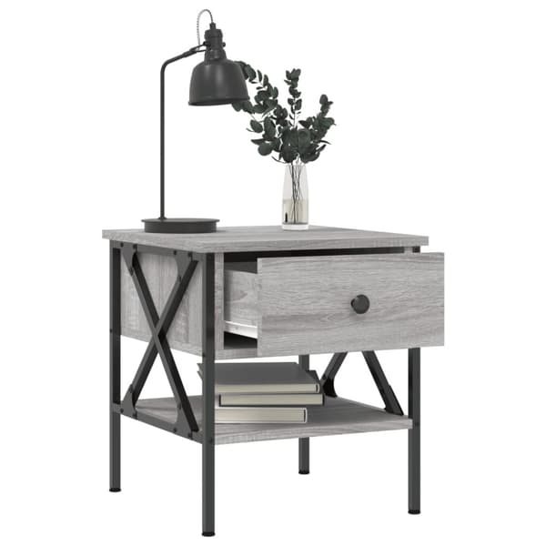 vidaXL sengeborde 2 stk. 40x42x45 cm konstrueret træ grå sonoma-eg