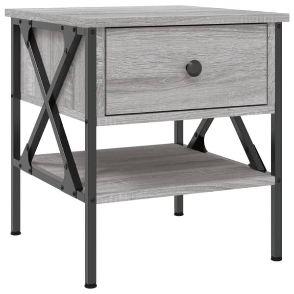 vidaXL sengeborde 2 stk. 40x42x45 cm konstrueret træ grå sonoma-eg