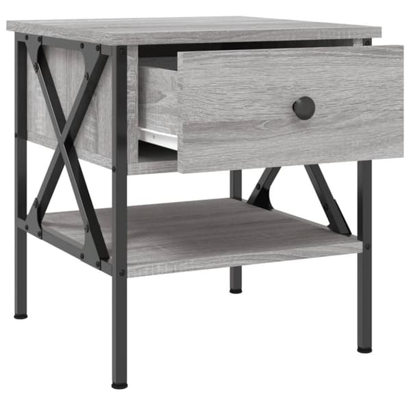 vidaXL sengeborde 2 stk. 40x42x45 cm konstrueret træ grå sonoma-eg