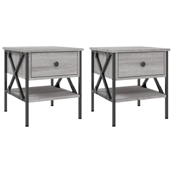 vidaXL sengeborde 2 stk. 40x42x45 cm konstrueret træ grå sonoma-eg