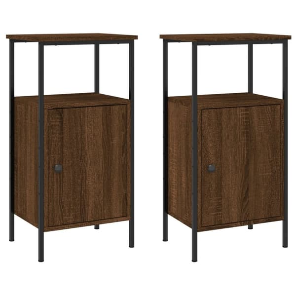 vidaXL sengeborde 2 stk. 41x31x80 cm konstrueret træ brunt egetræ