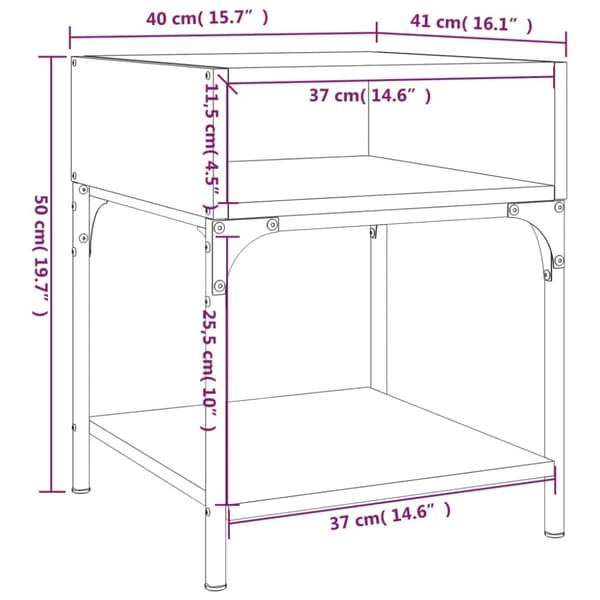vidaXL Nattbord 2 stk sonoma eik 40x41x50 cm konstruert tre