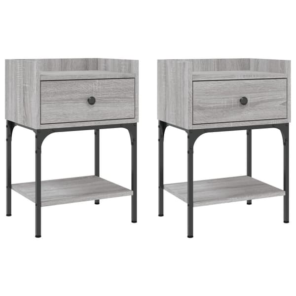 vidaXL Yöpöydät 2 kpl harmaa Sonoma 40,5x31x60 cm tekninen puu