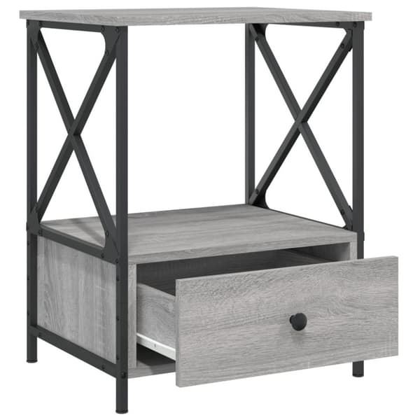 vidaXL sengebord 50x41x65 cm konstrueret træ grå sonoma-eg
