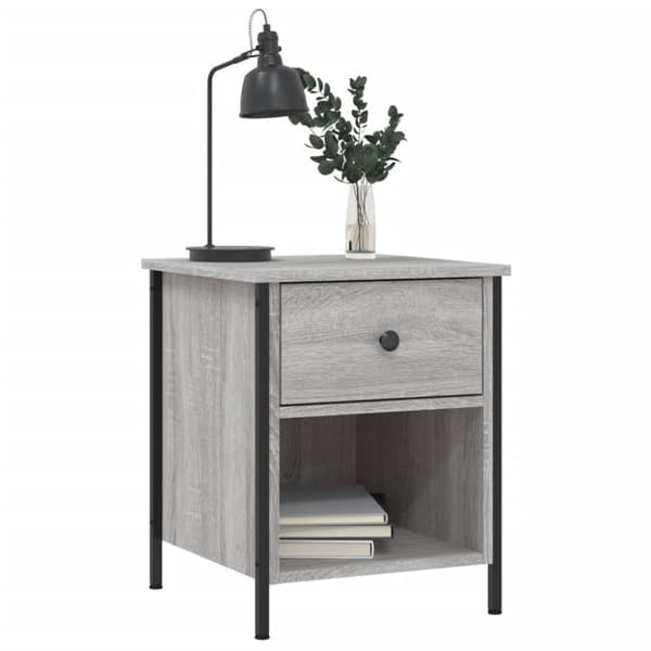 vidaXL sengeborde 2 stk. 40x42x50 cm konstrueret træ grå sonoma-eg