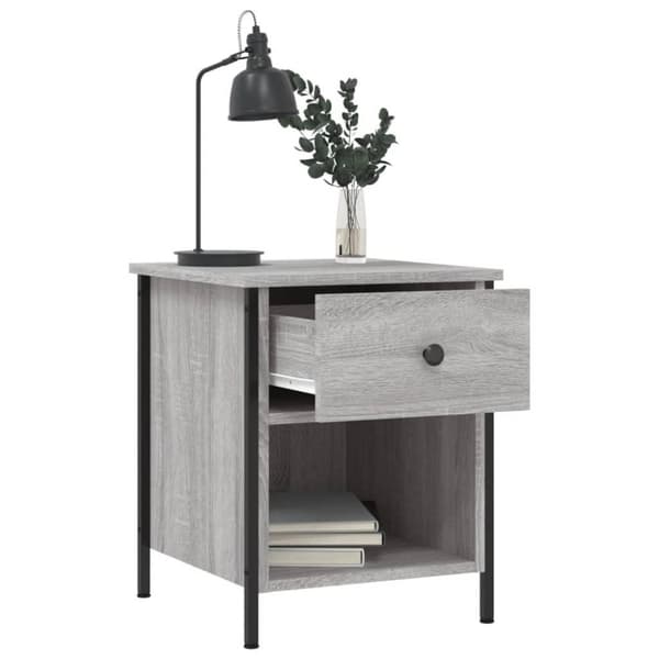 vidaXL sengeborde 2 stk. 40x42x50 cm konstrueret træ grå sonoma-eg
