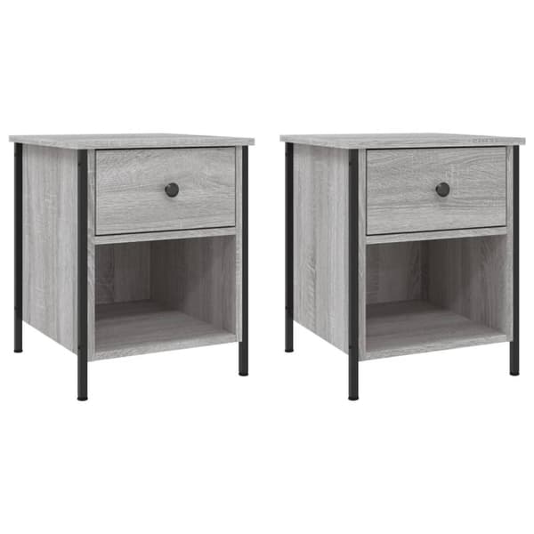 vidaXL sengeborde 2 stk. 40x42x50 cm konstrueret træ grå sonoma-eg