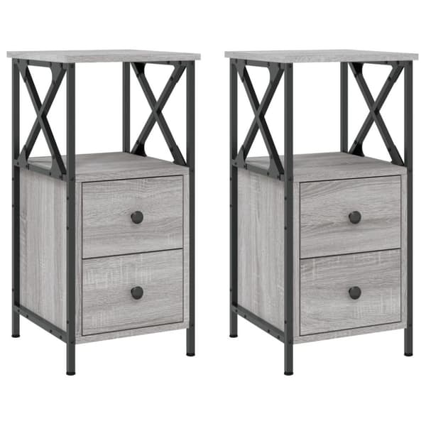 vidaXL Nattbord 2 stk grå sonoma 34x35,5x70 cm konstruert tre