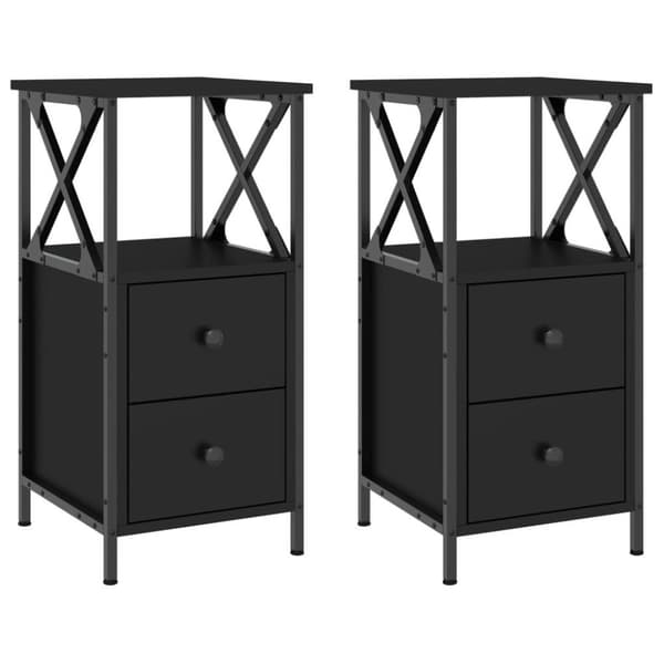 vidaXL Nattbord 2 stk svart 34x35,5x70 cm konstruert tre