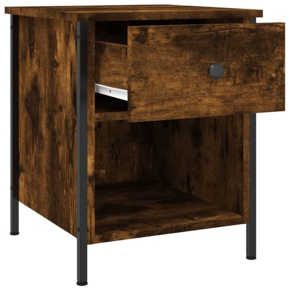 vidaXL sengeborde 2 stk. 40x42x50 cm konstrueret træ røget egetræ