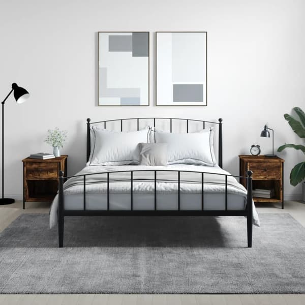 vidaXL sengeborde 2 stk. 40x42x50 cm konstrueret træ røget egetræ