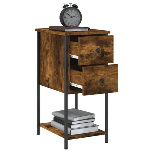 vidaXL Nattbord 2 stk røkt eik 32x42x70 cm konstruert tre