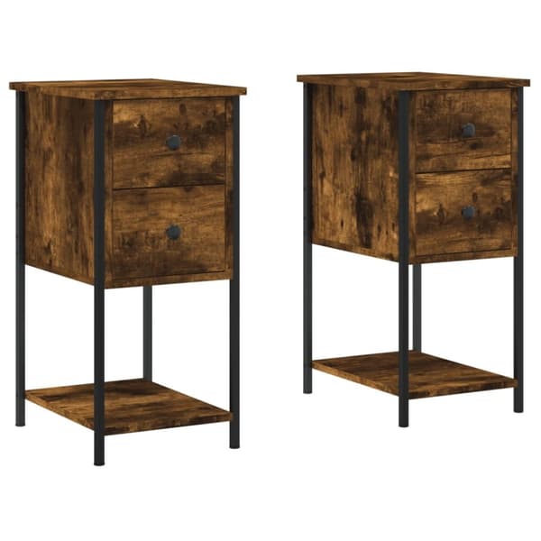 vidaXL Nattbord 2 stk røkt eik 32x42x70 cm konstruert tre