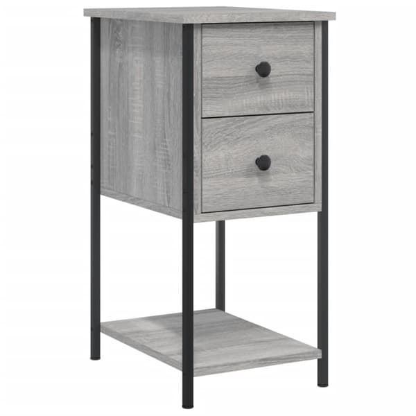 vidaXL sengeborde 2 stk. 32x42x70 cm konstrueret træ grå sonoma-eg