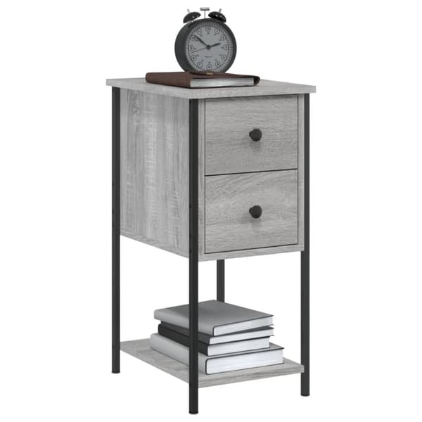 vidaXL sengeborde 2 stk. 32x42x70 cm konstrueret træ grå sonoma-eg