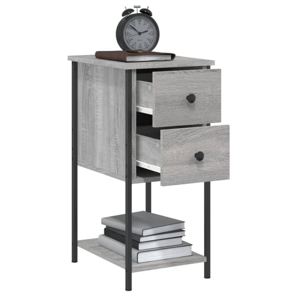 vidaXL sengeborde 2 stk. 32x42x70 cm konstrueret træ grå sonoma-eg