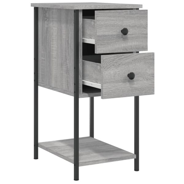 vidaXL sengeborde 2 stk. 32x42x70 cm konstrueret træ grå sonoma-eg