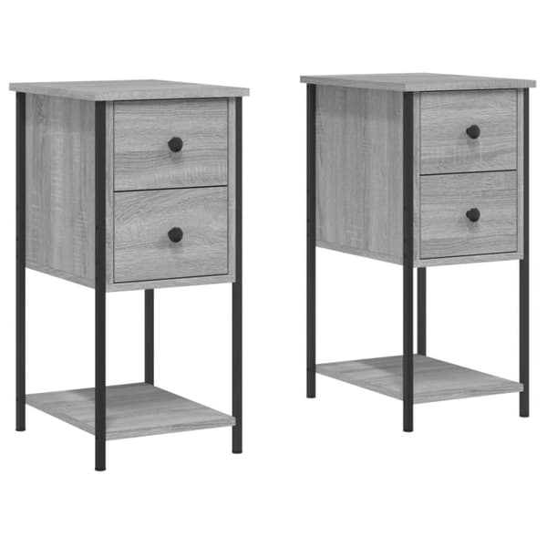 vidaXL sengeborde 2 stk. 32x42x70 cm konstrueret træ grå sonoma-eg