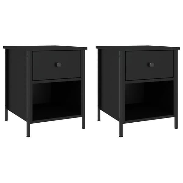 vidaXL sengeborde 2 stk. 40x42x50 cm konstrueret træ sort