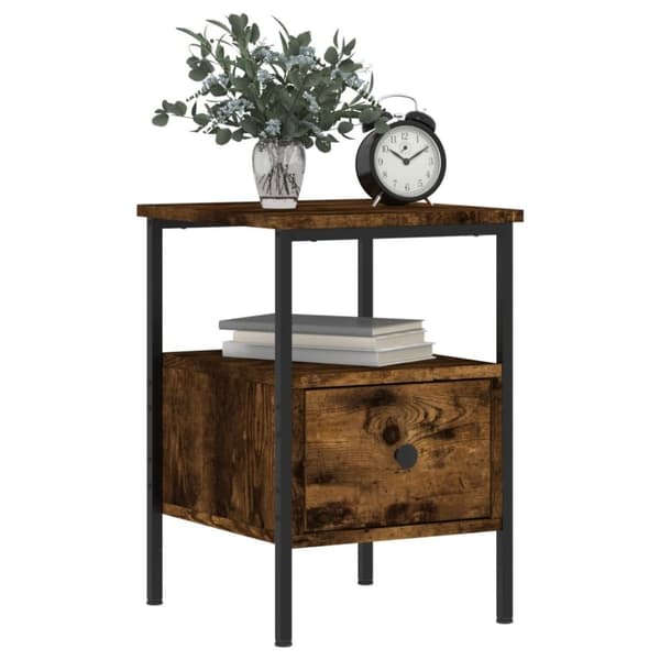 vidaXL sengeborde 2 stk. 34x36x50 cm konstrueret træ røget egetræ