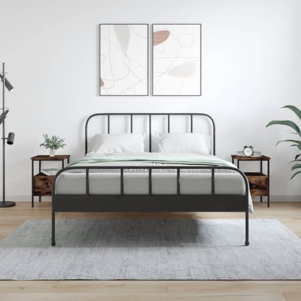 vidaXL sengeborde 2 stk. 34x36x50 cm konstrueret træ røget egetræ