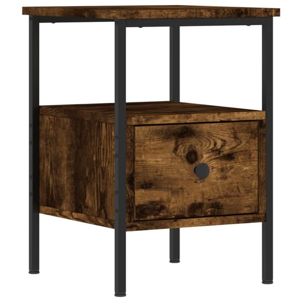 vidaXL sengeborde 2 stk. 34x36x50 cm konstrueret træ røget egetræ