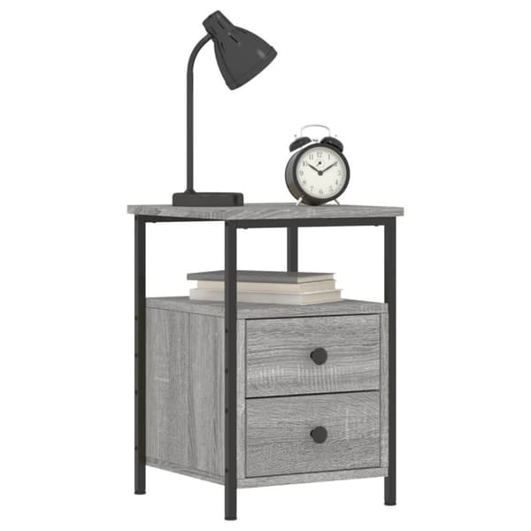 vidaXL sengeborde 2 stk. 34x35,5x50 cm konstrueret træ grå sonoma-eg