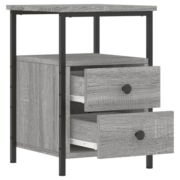 vidaXL sengeborde 2 stk. 34x35,5x50 cm konstrueret træ grå sonoma-eg
