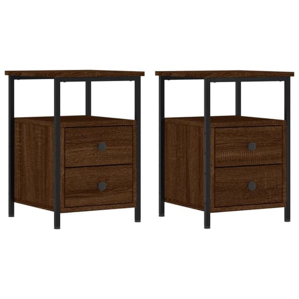 vidaXL Nattbord 2 stk brun eik 34x35,5x50 cm konstruert tre