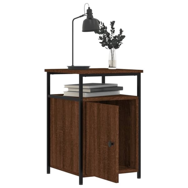vidaXL sengeborde 2 stk. 40x42x60 cm konstrueret træ brunt egetræ