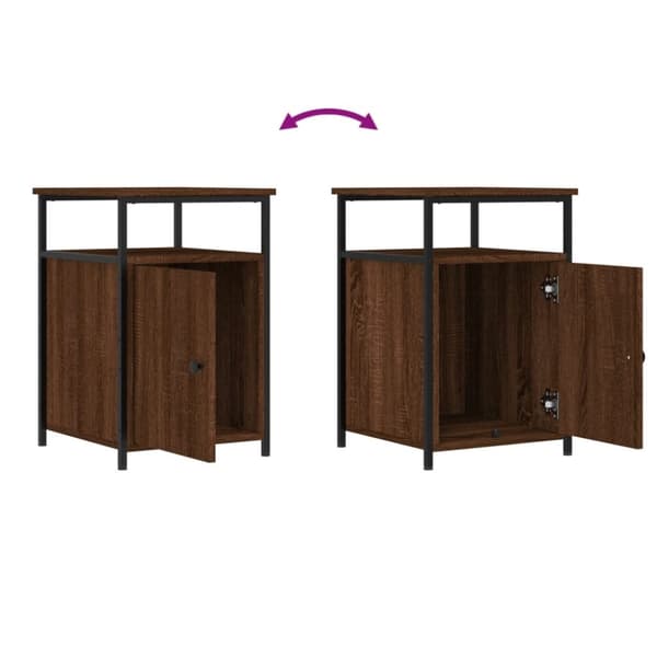vidaXL sengeborde 2 stk. 40x42x60 cm konstrueret træ brunt egetræ